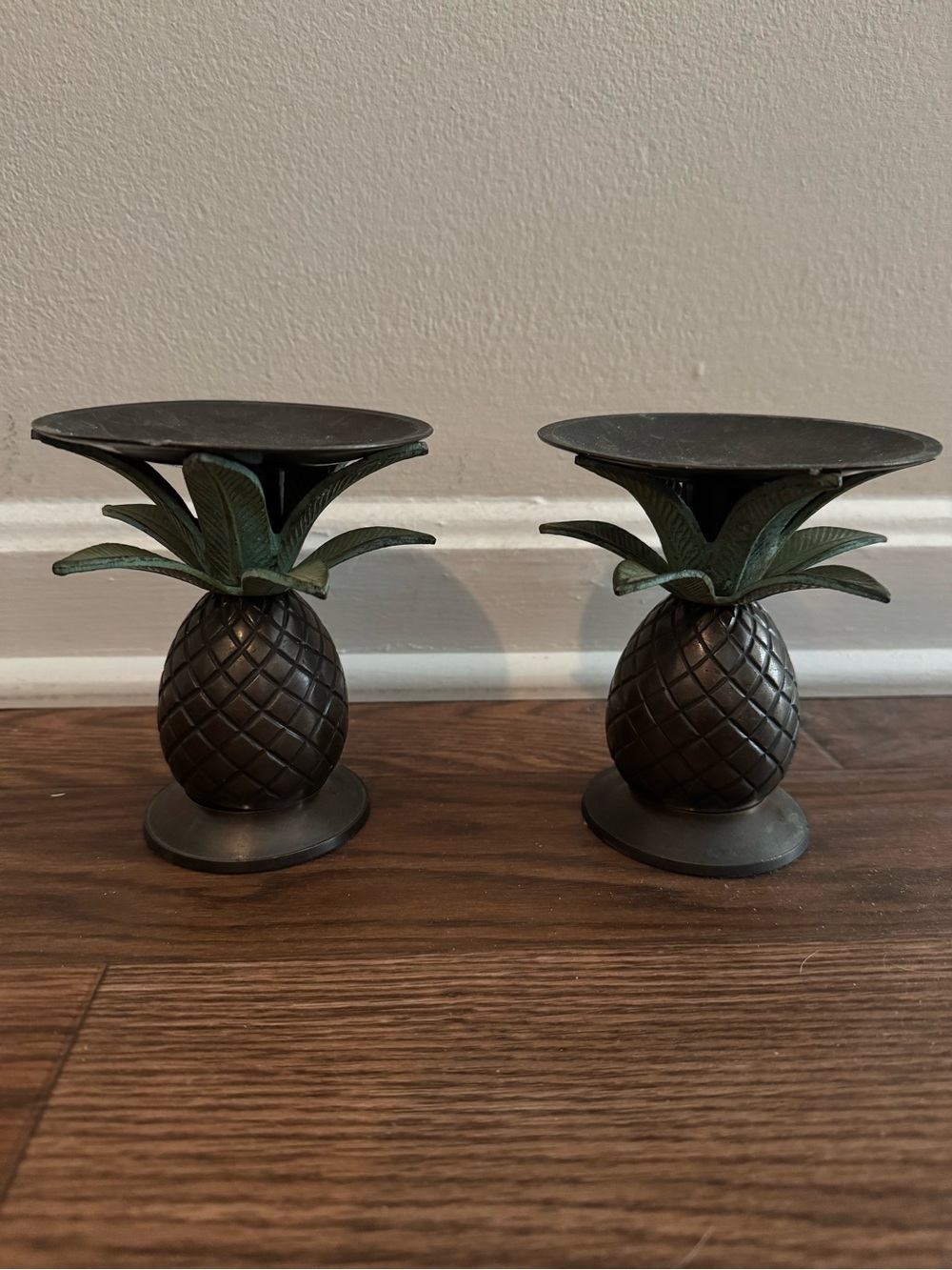 Bronze Pineapple Pillar Candle Holders - Decorative Home Accent